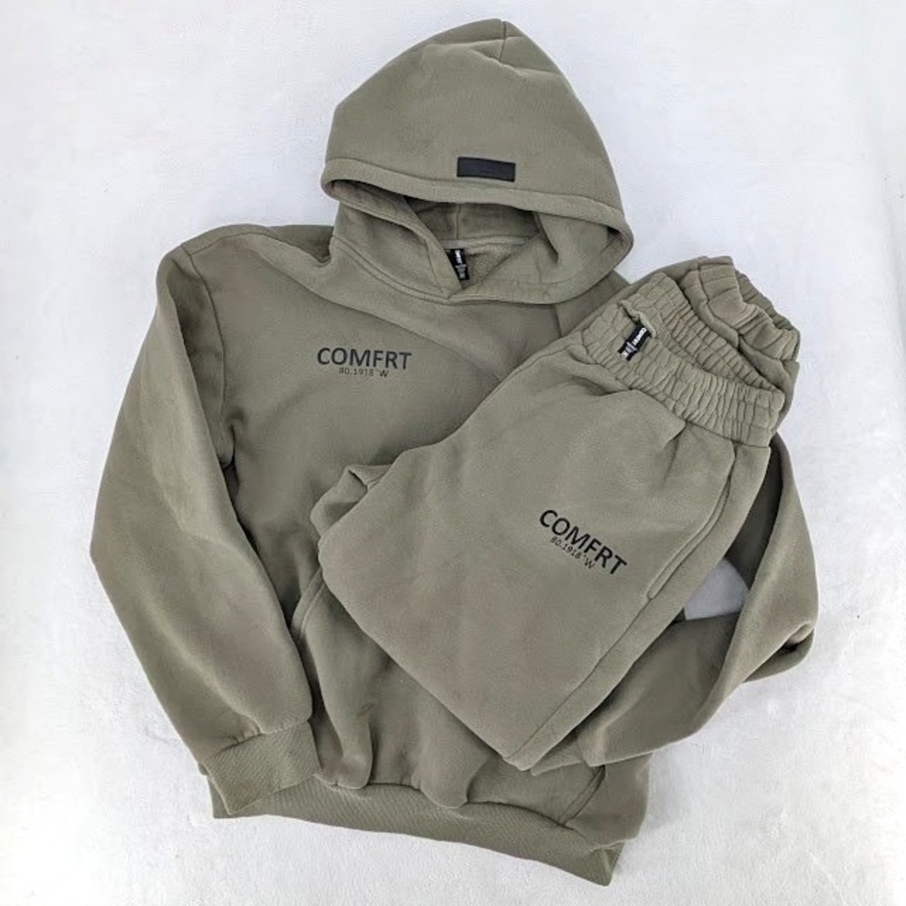 COMFRT Coordinates Hoodie and Sweatpants Matching Set Sage Green Fleece Size M